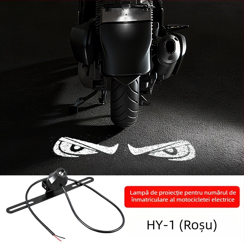 Lumină de proiecție pentru numărul motocicletei electrice — iluminare de înaltă intensitate, semnalizare de avertizare cu expresie de diavol, universal