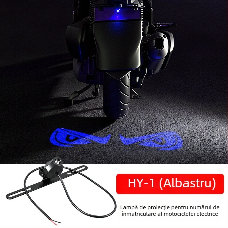 Lumină de proiecție pentru numărul motocicletei electrice — iluminare de înaltă intensitate, semnalizare de avertizare cu expresie de diavol, universal