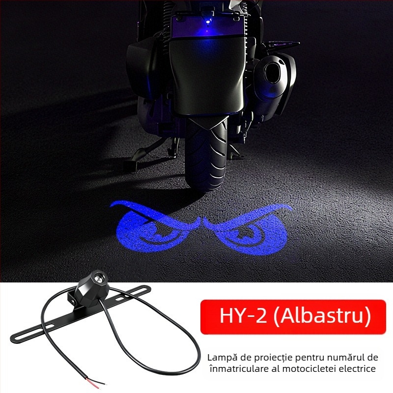 Lumină de proiecție pentru numărul motocicletei electrice — iluminare de înaltă intensitate, semnalizare de avertizare cu expresie de diavol, universal