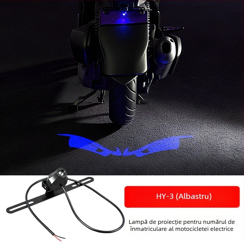Lumină de proiecție pentru numărul motocicletei electrice — iluminare de înaltă intensitate, semnalizare de avertizare cu expresie de diavol, universal