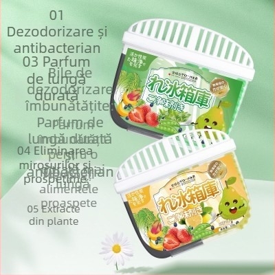 Cutie dezodorizantă pentru frigider cu cărbune activ – parfum piersică albă, eliminator de mirosuri