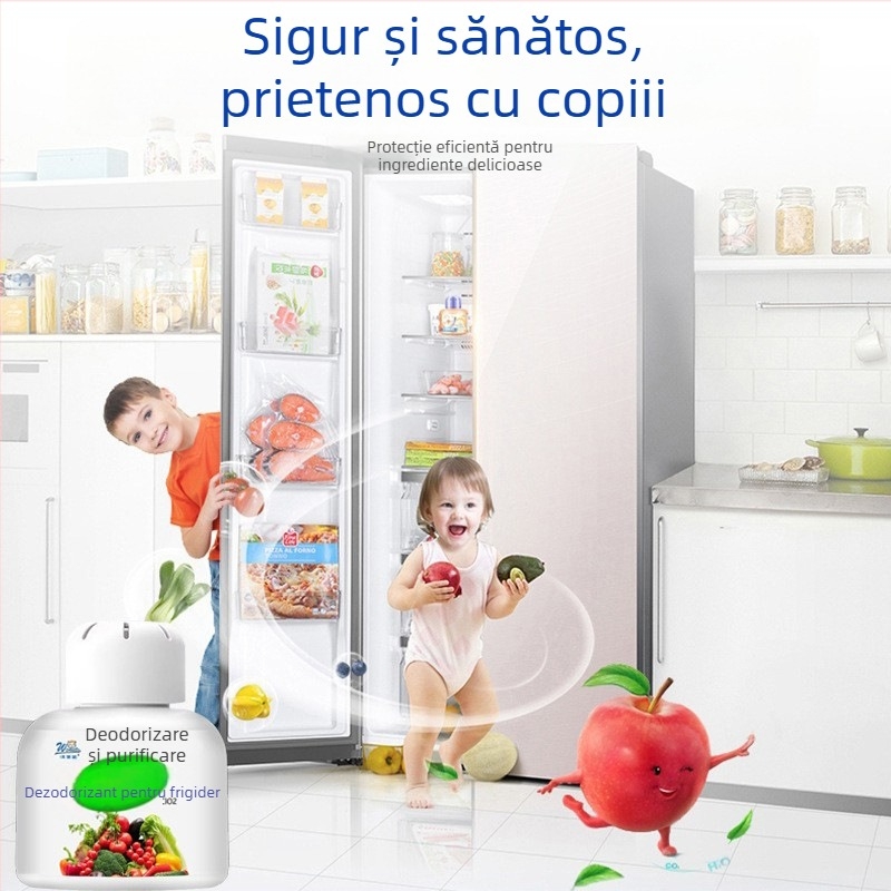 Deodorant pentru frigider cu cărbune activ, curățare și eliminare a mirosurilor pentru frigider și congelator, cu aromă de lămâie, pachet 150 de bucăți