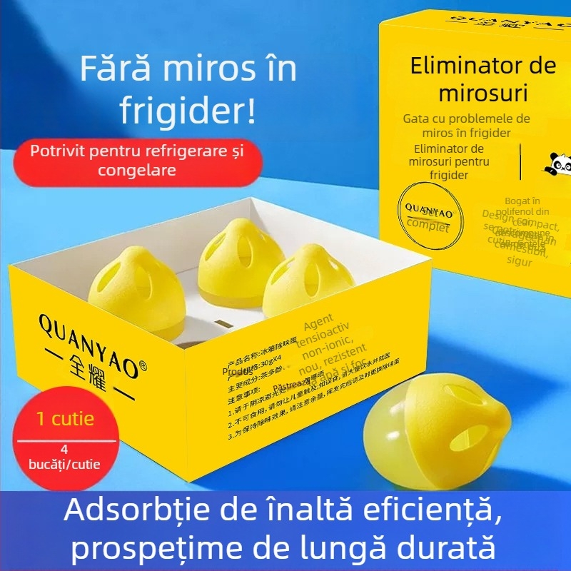 Quanyao Înlăturător de mirosuri pentru frigider — Purificator pentru frigider și congelator, elimină mirosurile