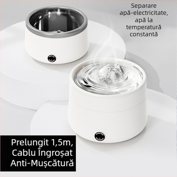 Dispenser de apă pentru pisici cu temperatură constantă, filtrare în circuit, silențios și funcționare automată inteligentă