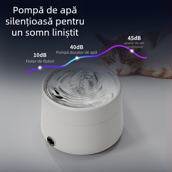 Dispenser de apă pentru pisici cu temperatură constantă, filtrare în circuit, silențios și funcționare automată inteligentă