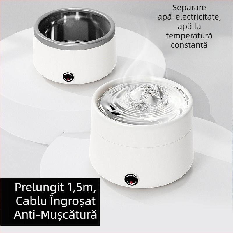 Dispenser de apă pentru pisici cu temperatură constantă, filtrare în circuit, silențios și funcționare automată inteligentă
