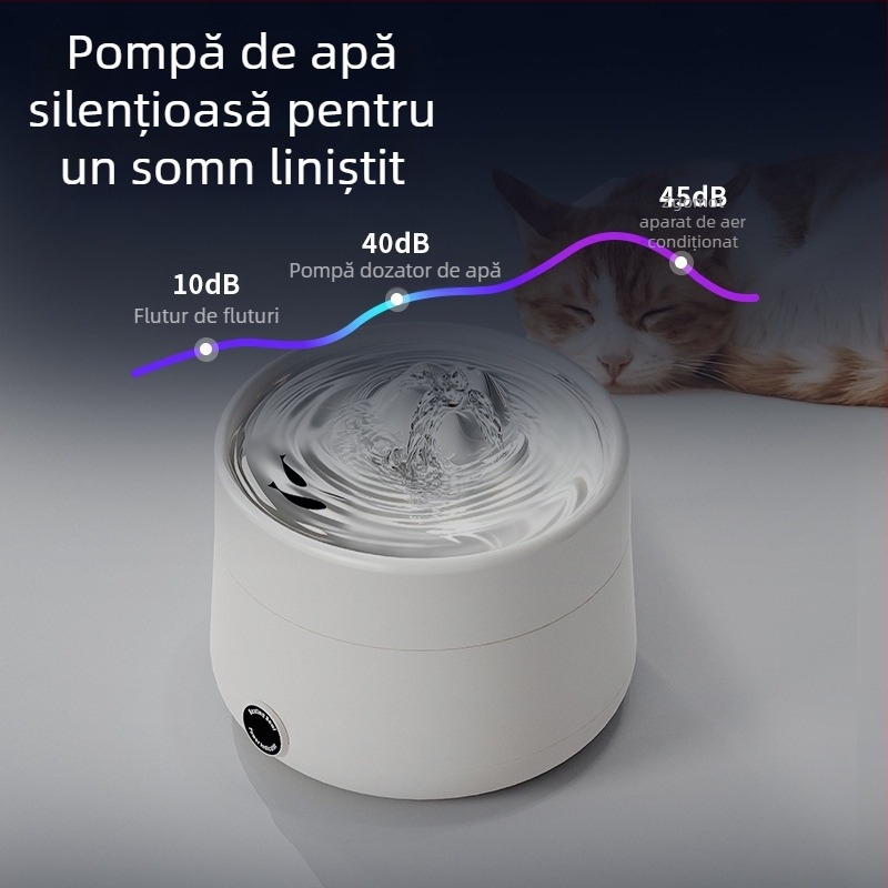 Dispenser de apă pentru pisici cu temperatură constantă, filtrare în circuit, silențios și funcționare automată inteligentă