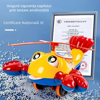 Jucărie de împins pentru învățarea mersului la bebeluți, cu mâner unic, design homar