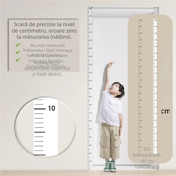 Detasabil, fără a deteriora peretele — riglă de măsură a înălțimii, sticker de perete transparent pentru înălțime