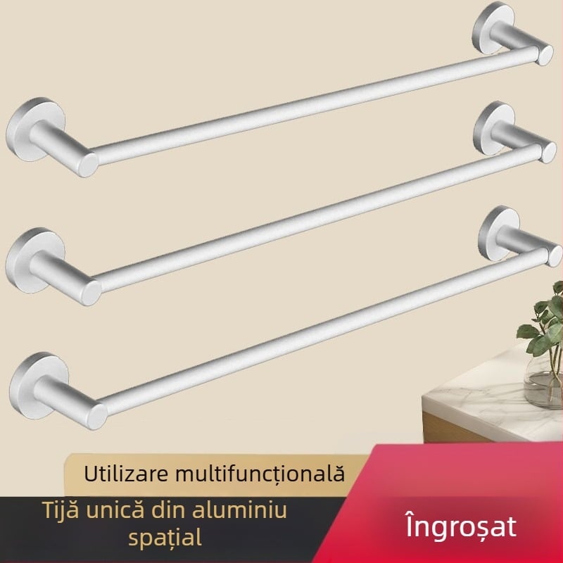 Bară de prosoape din Space aluminiu pentru baie, tijă prelungită