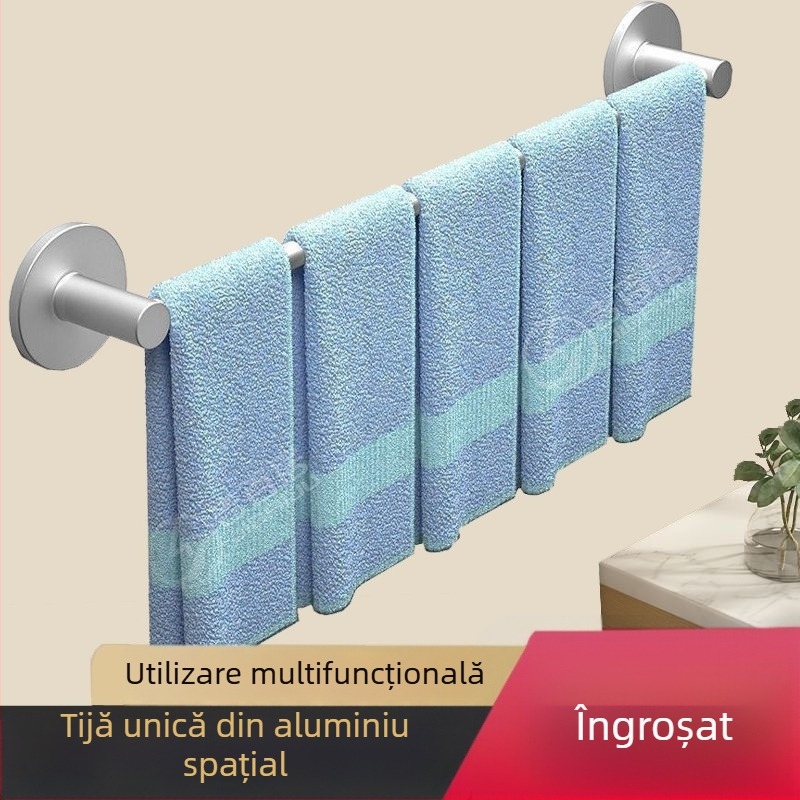 Bară de prosoape din Space aluminiu pentru baie, tijă prelungită