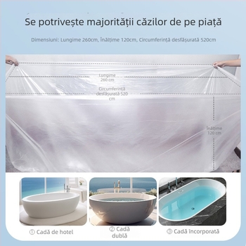 Set de protecție de unică folosință pentru cadă, pungă de baie și folie plastică îngroșată, pentru uz casnic și călătorii