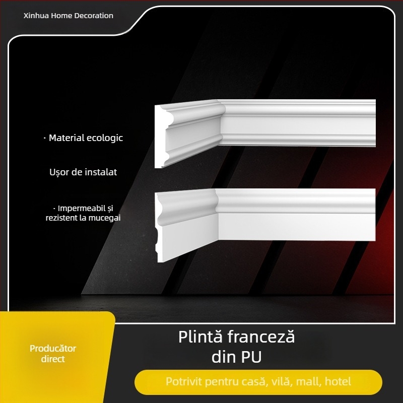 Bandă decorativă PU pentru fundalul televizorului, stil francez minimalist, lungime 2,4 m, motiv floral unghiular.