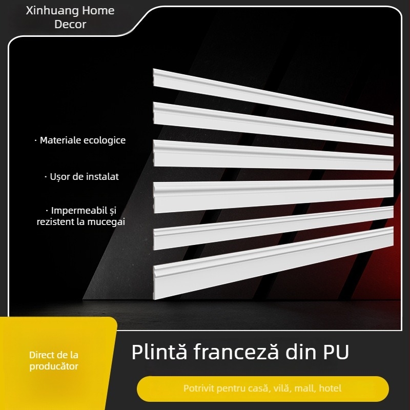 Bandă decorativă PU pentru fundalul televizorului, stil francez minimalist, lungime 2,4 m, motiv floral unghiular.