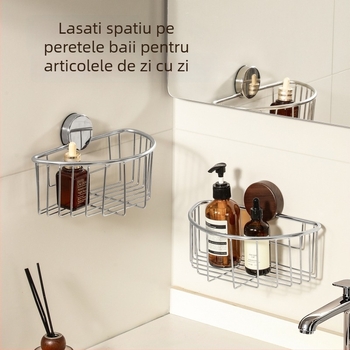 Raft de baie din oțel inoxidabil cu ventuză, fără găurire, design deschis pentru chiuvetă