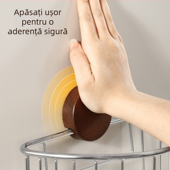 Raft de baie din oțel inoxidabil cu ventuză, fără găurire, design deschis pentru chiuvetă