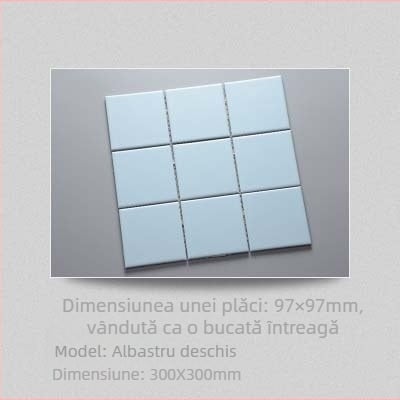 Mozaic din cărămioare albe în grilă de nouă pătrate, în culori pastel (roșu, galben, albastru și roz) – ceramic integral pentru baie, bucătărie și balcon