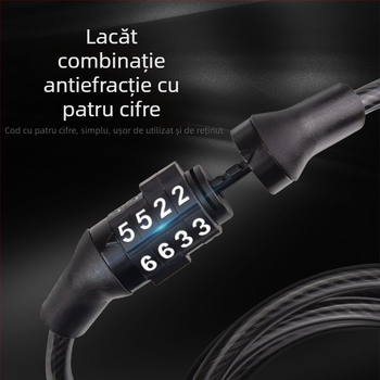 Lacăt cu combinație pentru bicicletă de munte, lanț din oțel, antifurt, echipament universal pentru ciclism