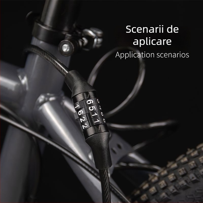 Lacăt cu combinație pentru bicicletă de munte, lanț din oțel, antifurt, echipament universal pentru ciclism