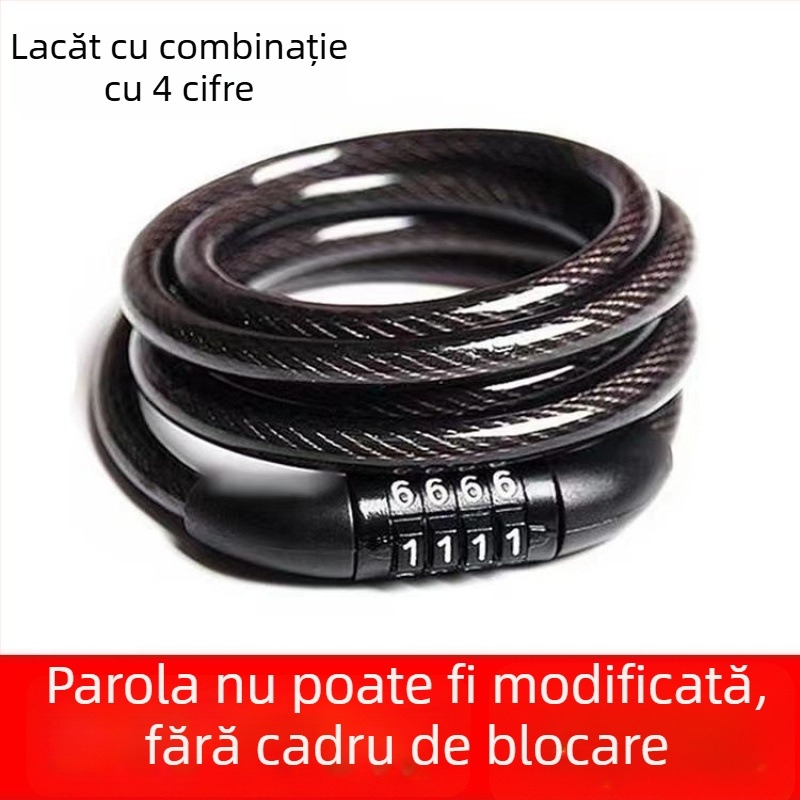 Lacăt cu combinație pentru bicicletă de munte, lanț din oțel, antifurt, echipament universal pentru ciclism