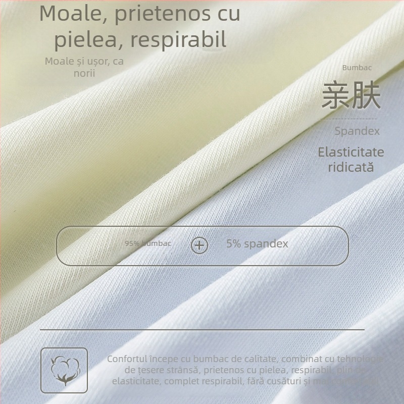 Chiloți pentru femei din bumbac cu talie înaltă, 100% bumbac, moi la atingere, respirabili, antibacterieni, cu gusset extins