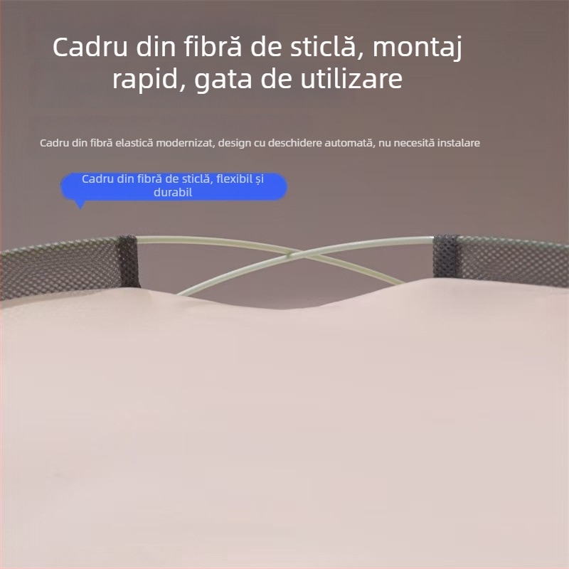 Plasă de țânțari pentru dormitor, în stil yurta mongolă, pliabilă, fără montaj, cu uși duble, cadru din fibră de sticlă, sigur pentru copii