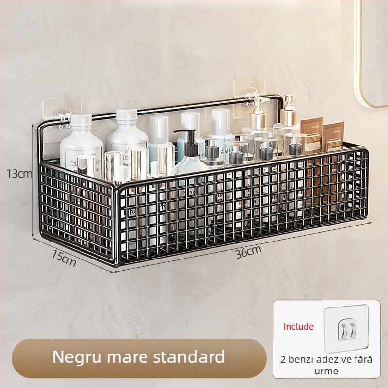 Raft de baie montat pe perete, pentru cămine, fără găuri, din fier, stil minimalist