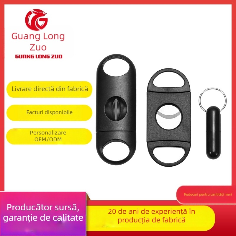 Set de trei piese pentru unelte de țigară: tăietor portabil din oțel inoxidabil, foarfecă pentru țigări și perforator circular