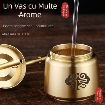 Narghilea din cupru cu tijă portabilă din cupru, filtru din alamă detașabil și lavabil, filtrare în trei etape: gros, mediu, fin