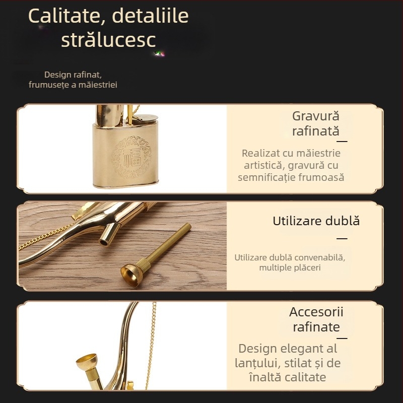 Narghilea metalică, dublu utilizare, detașabilă, filtrare de înaltă eficiență, design retro din alamă cu simbolul Fu
