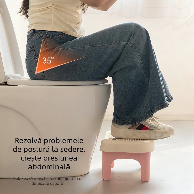 Scaun de sprijin pentru toaletă, platformă de baie cu pedală pentru picior