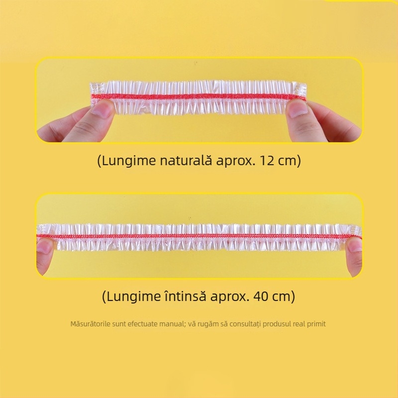 Set de 100 capace elastice, de unică folosință, pentru folie alimentară, uz casnic, capace groase de conservare, calitate alimentară
