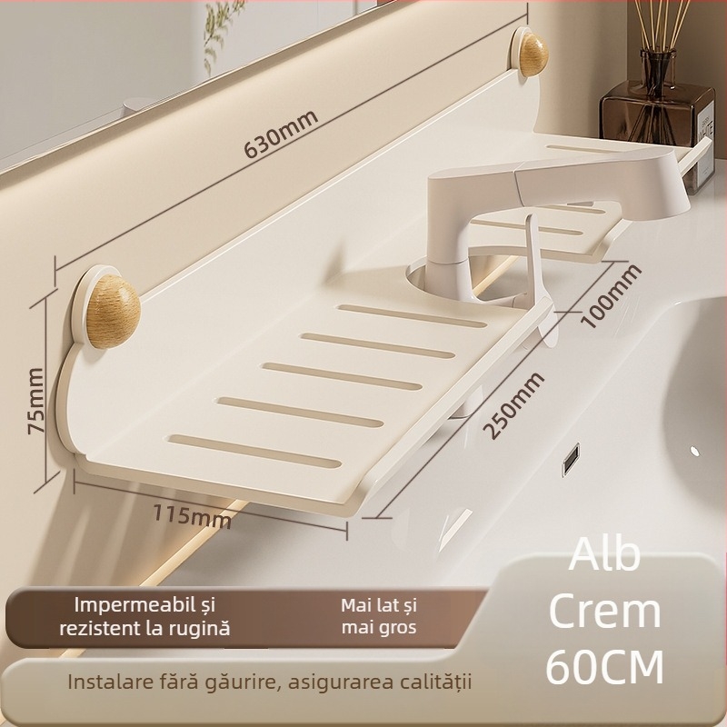 Raft fără găurire pentru robinet de baie, organizator chiuvetă și raft de depozitare pentru chiuveta bucătărie