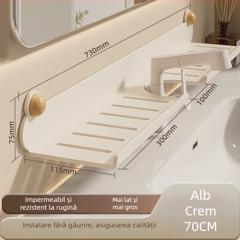 Raft fără găurire pentru robinet de baie, organizator chiuvetă și raft de depozitare pentru chiuveta bucătărie