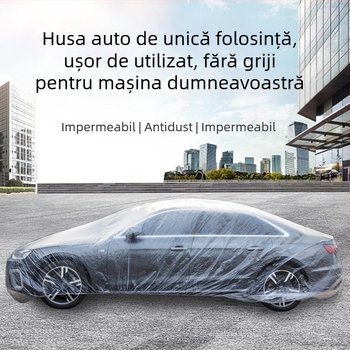 Husă de mașină de unică folosință din folie PE transparentă, groasă, rezistentă la ploaie și praf, husă universală de protecție