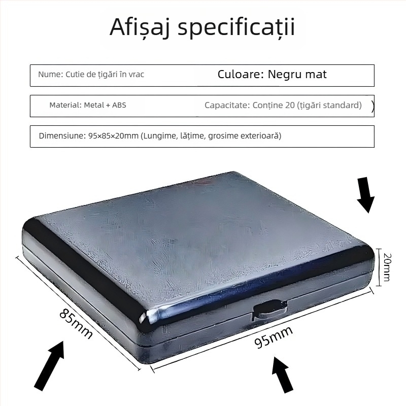 Cutie universală pentru țigarete, cu capac rabat, ultra-subțire, ABS mat de lux, rezistentă la umezeală