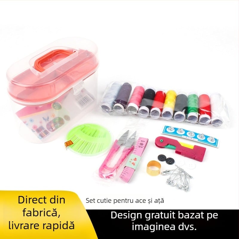 Set de cusut portabil pentru uz casnic cu ace și ață — confortabil, practic și multifuncțional