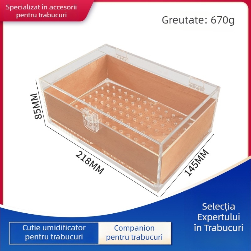 Humidor pentru țigări cu construcție din acrilic și lemn de cedru, capacitate mare, corp transparent