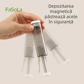 FaSoLa cutie magnetică pentru ace și set portabil de cusut manual — ace de cusut, ace de brodat, tub de ace și unealtă pentru desfăcut cusăturile
