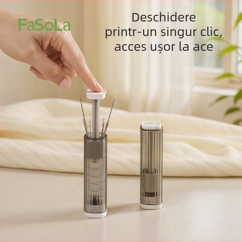 FaSoLa cutie magnetică pentru ace și set portabil de cusut manual — ace de cusut, ace de brodat, tub de ace și unealtă pentru desfăcut cusăturile