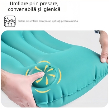 Perna gonflabilă de călătorie cu suport lombar, pernă portabilă pentru mașină, pernă de odihnă pliabilă pentru exterior
