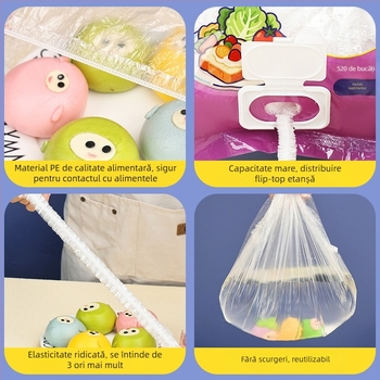 Capac pentru folie alimentară pentru resturi, de unică folosință, protecție la praf, multifuncțional cu gură elastică