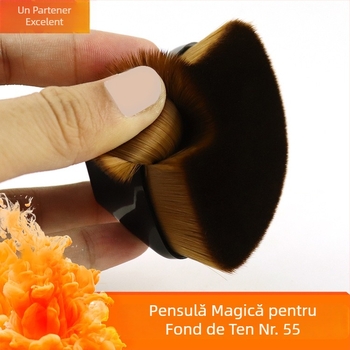 Pensulă portabilă de fond de ten nr. 55, cap plat în formă de petală, instrument de corectare pentru acoperire discretă