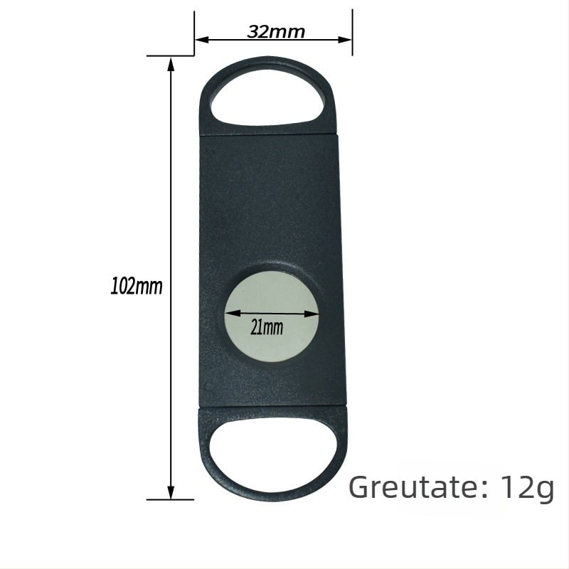 Tăietor de trabucuri din plastic cu perforator pentru găuri, lung, negru, în formă de V, cu dublă funcție