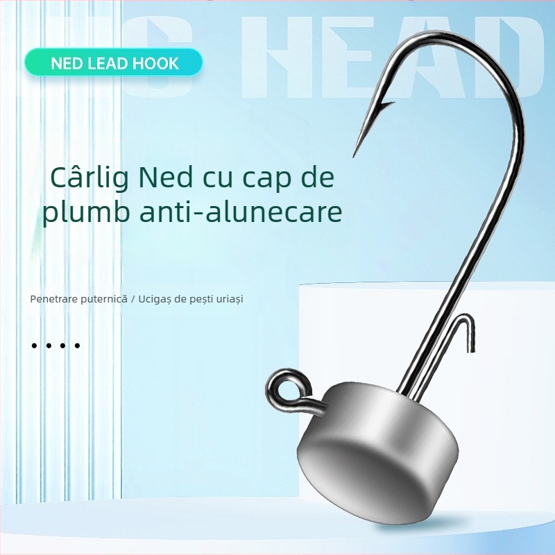 Cârlig cu cap de plumb pentru biban și pești prădători, cu năluci moi, 7 g, canelură întărită pentru prevenirea desprinderii