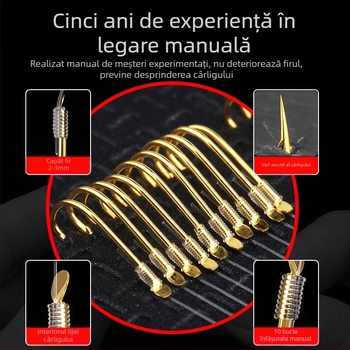 Set premium de cârlige de pescuit cu două cârlige și înveliș auriu