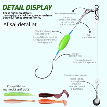 Montaj de pescuit cu zmeu, năluci plutitoare, cârlig invers și linie din nailon fără plumb