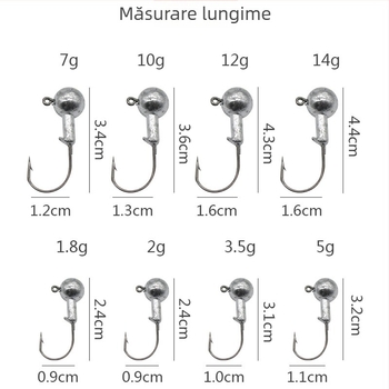 Cârlig cu cap de plumb, culoare fosforescentă, pentru momeli moi și viermi