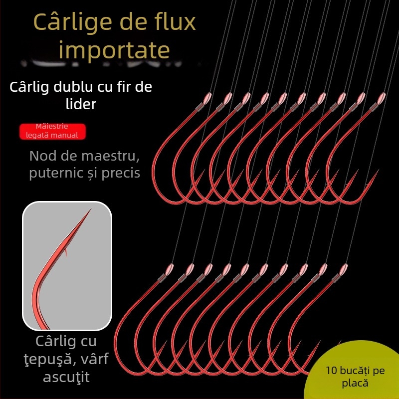 Linie de pescuit împletită manual, cu cârlige duble, pentru pești mici, montaj pre-legat pentru pescuit în râu și pe fund