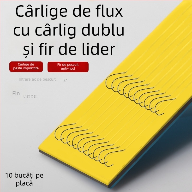 Linie de pescuit împletită manual, cu cârlige duble, pentru pești mici, montaj pre-legat pentru pescuit în râu și pe fund